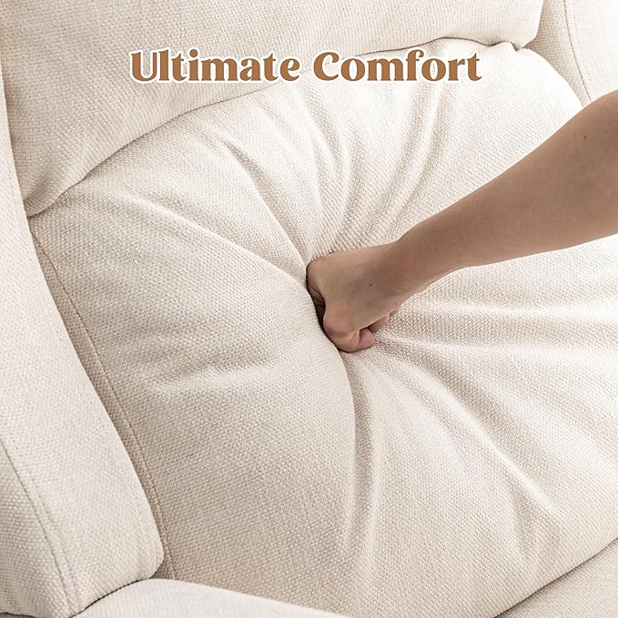 Rocking Chair Nursery, Nursing Rocking Chairs for Mom Nursery, Comfy Wingback Glider Rocking Armchair with Foot Rest and Side Pocket for Nursery Living Room Bedroom, Beige