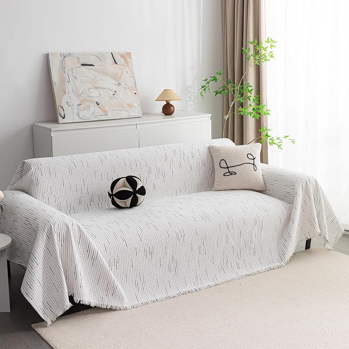 MYSKY HOME Loveseat Cover White Couch Cover Sectional Couch Covers - Image 2
