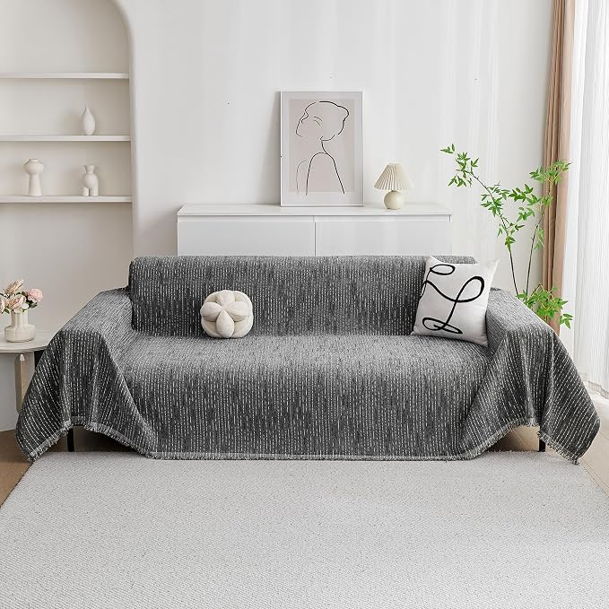 MYSKY HOME Couch Covers for Sofa, Dog Couch Cover Protector, Dark Grey Lines - Image 9