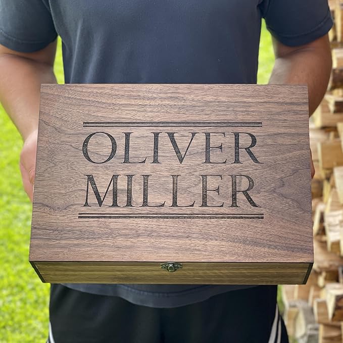 Personalized wooden name box for memories, keepsake Christmas gift, present for Him, Her, Boyfriend, Girlfriend, Baby Boy, Baby Girl, Brother, Sister, Guy, Groomsmen, Bride Friend for Birthday