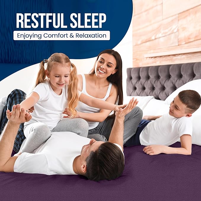 Utopia Bedding Waterproof Mattress Protector Twin Size, Premium Terry Mattress Cover 200 GSM, Breathable, Fitted Style with Stretchable Pockets (Purple)