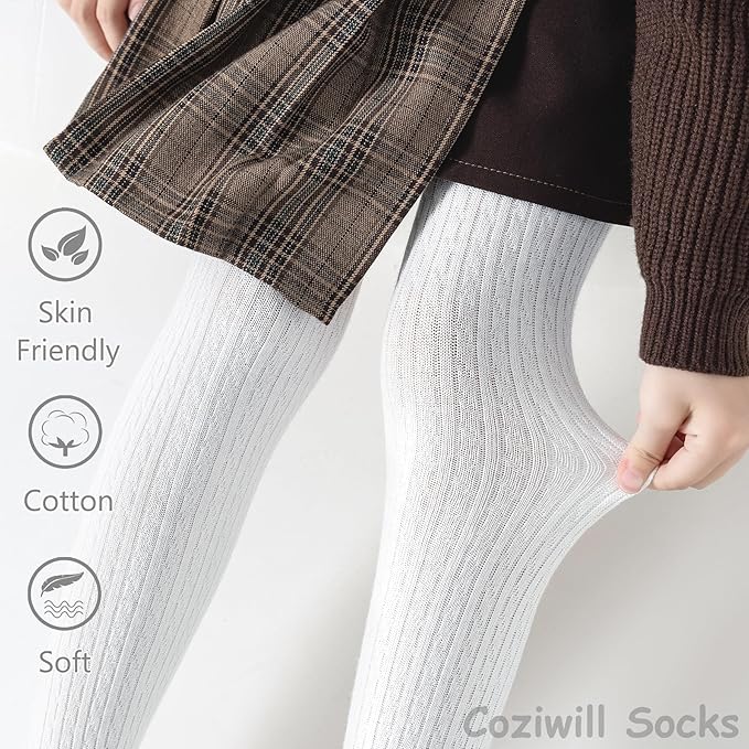 Girls Tights Seamless Toddler Stockings Tights Soft Cotton Cable Knit Baby Girl Tights Leggings 4-12 Years