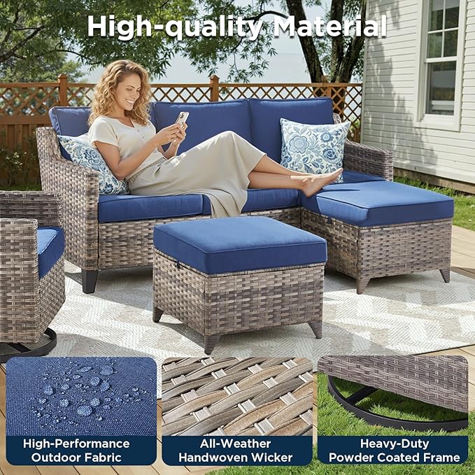 Wicker Patio Furniture Set-9 Pieces All-Weather Wicker Outdoor Furniture - Image 3
