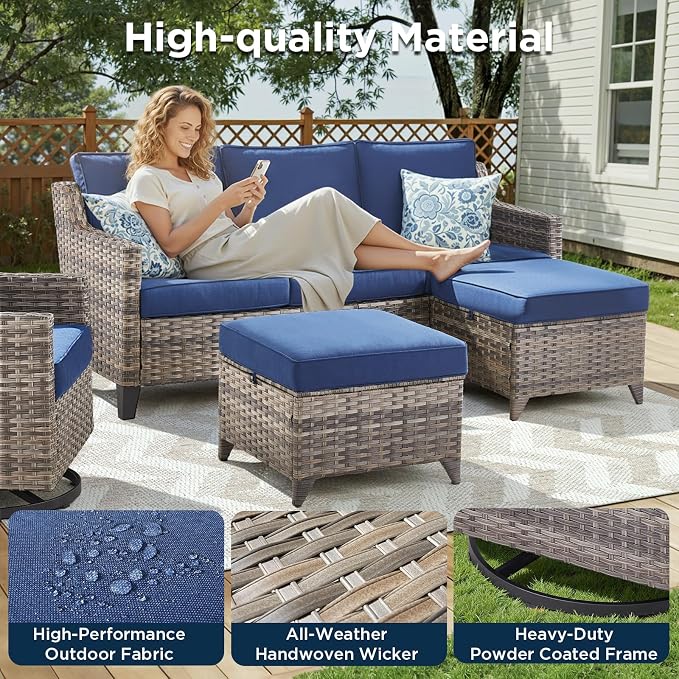 9 Piece Outdoor Patio Furniture Set-All Weather Outdoor Conversation Sets - Image 3