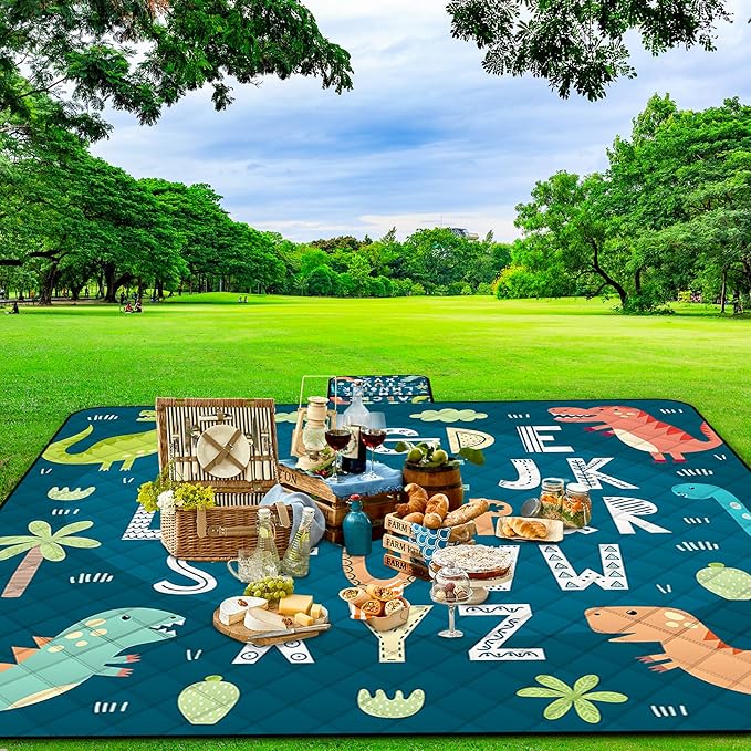 Extra Large Picnic Blanket Waterproof,80"x 80"Foldable Machine Washable Beach Blankets,Outdoor Blanket for 6-8 Adults,Picnic Mat Suitable for Indoor Crawling,Park Beach,Camping,Hiking,Travel( Blue)