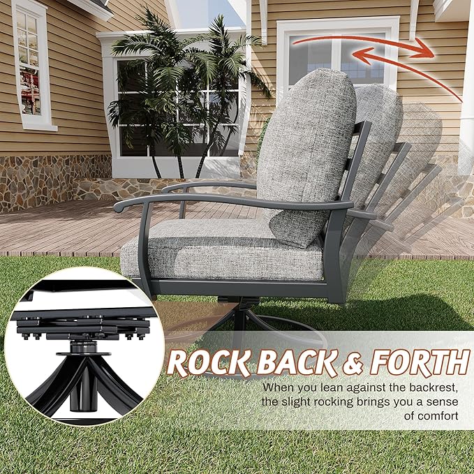 HOMREST Patio Furniture Sets 7 PCS Outdoor Metal Conversation Sets, 360 Degree - Image 3