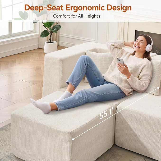 MONVANE Modular Sectional Sofa, Oversized 8 Seat Convertible U Shaped Couch - Image 4