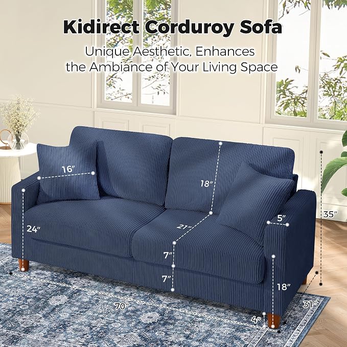 Kidirect 70in U Shaped Couch, Modular Sofa No Tool Assembly, Comfy Sectional - Image 5
