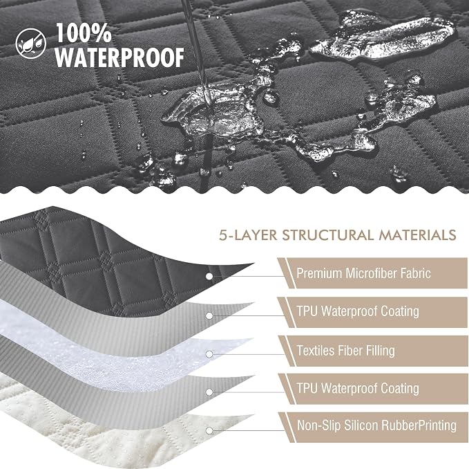 Genina Waterproof Couch Cover, Washable Anti-Slip 67 inch Sofa Covers - Image 5