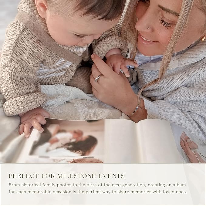 Elegant Linen Photo Album - 200 Acid-Free Pockets for 4x6 Pics - Perfect for Weddings & Gifts