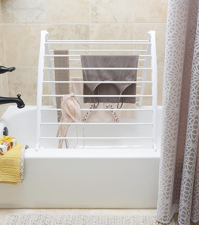 Whitmor Spacemaker Folding Drying Rack, Freestanding Indoor Clothes Dryer, Space Saving Compact Design, 6"L x 26"W x 51.5"H, White