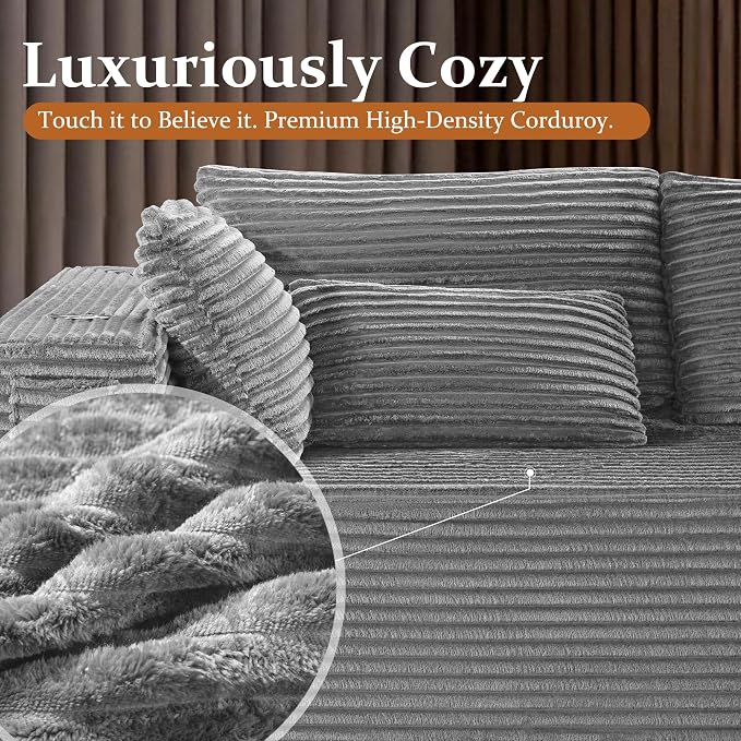 108" Cloud Sectional Couch, Comfort Sleep Sofa - Image 5
