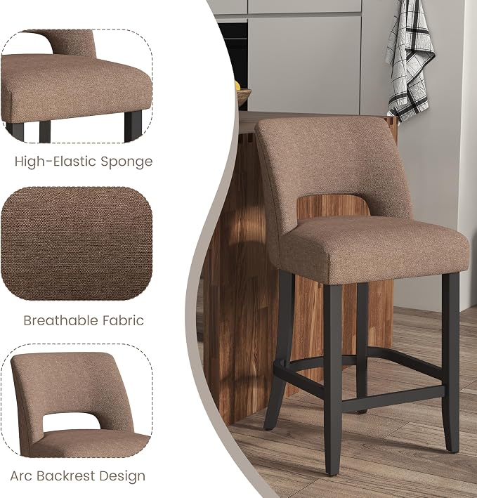 VKNOW Bar Stools Set of 6, Modern Counter Stools - Image 7