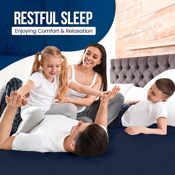 Utopia Bedding Waterproof Mattress Protector Twin XL Size, Premium Terry Mattress Cover 200 GSM, Breathable, Fitted Style with Stretchable Pockets (Navy)