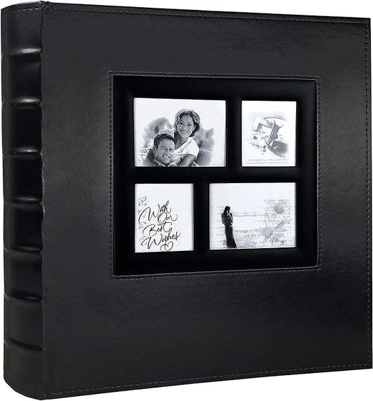 RECUTMS Photo Album 4x6 Holds 500 Photos Black Pages Large Capacity Leather Cover Wedding Family Baby Photo Albums Book Horizontal and Vertical Photos (Black)