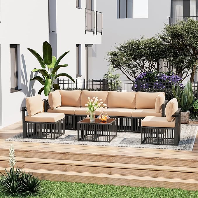 Pamapic 7-Piece Outdoor Sectional Set, Large Wicker Patio Furniture Set - Image 2