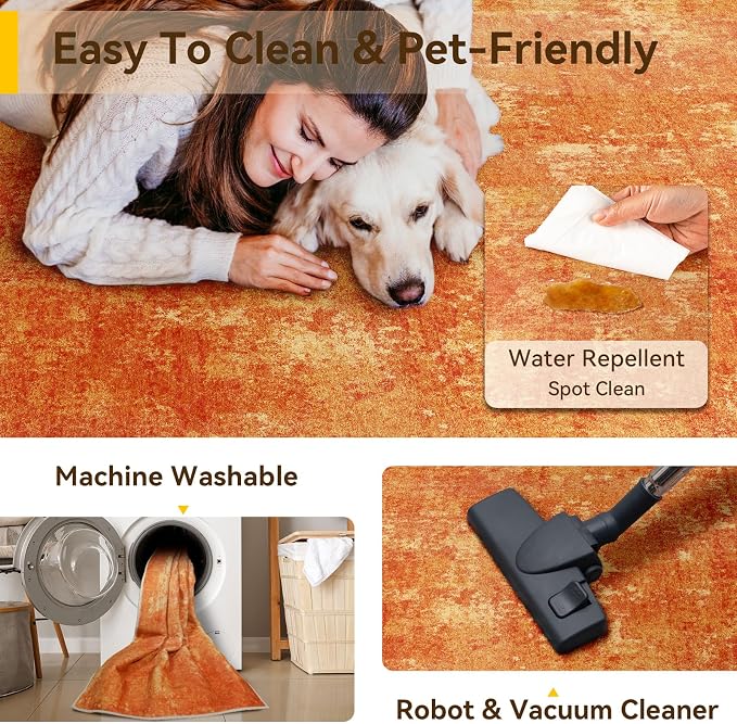 RELEANY Washable Area Rugs 6'x9' Non-Slip Modern Abstract Soft - Image 6
