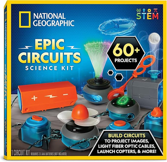 National Geographic Circuit Maker Kit - Electronics Kit for Kids with 60 Electrical Circuit Projects, Electric Circuit STEM Toy, Electronic Projects, Electrical Circuit Kit for Kids