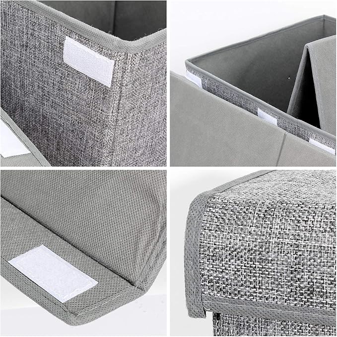 popoly 2 Pack Large Toy Box Chest with Lid, Collapsible Sturdy Toy Storage Organizer Boxes Bins Baskets for Kids, Boys, Girls, Nursery, Playroom, 25"x13" x16" (Linen Gray)