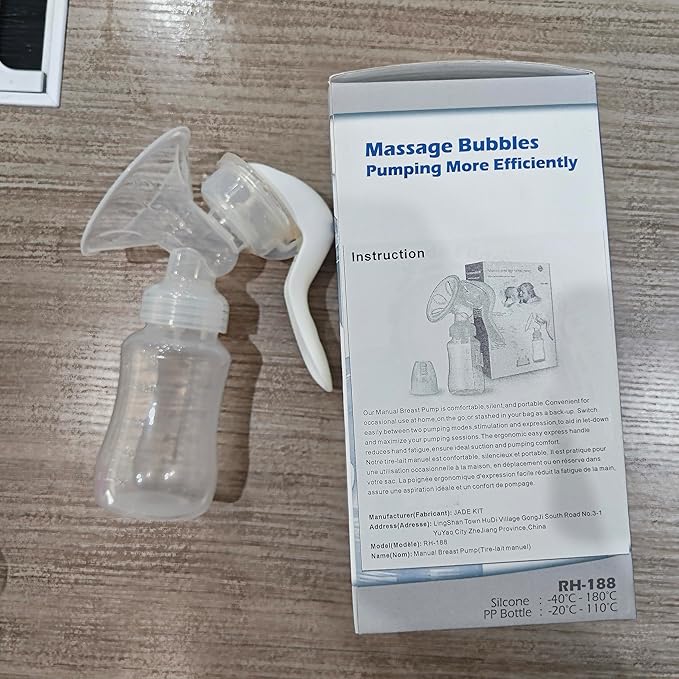 Elfzone Manual Breast Pump - Adjustable Suction Silicone Hand Pump Breastfeeding, Small Portable Manual Breast Milk Catcher Baby Feeding Pumps & Accessories, White, Mother’s Day Gifts