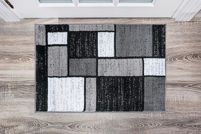 Rugshop Contemporary Modern Boxes for Home Office,Living Room,Bedroom,Kitchen Non Shedding Area Rug 2' x 3' Gray