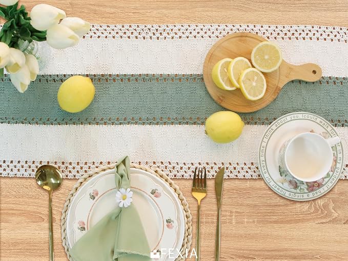 FEXIA Sage Green Table Runner 36 Inches Long - Image 6