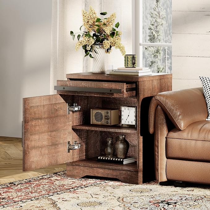 WAMPAT 24.3" H End Table for Living Room, Rustic Nightstand - Image 6