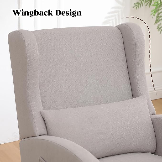 Rocking Chair Nursery, Nursery Rocking Chairs with Foot Rest, Comfy Glider Rocker Nursing Chair with High Back for Nursing, Living Room, Bedroom, Light Grey