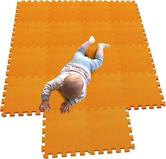 MQIAOHAM® 18 Pieces Puzzle Play Mats, Soft Baby Play Mat, Kids Interlocking Foam Floor Tiles, Toddlers Carpet Playmats G301018-102