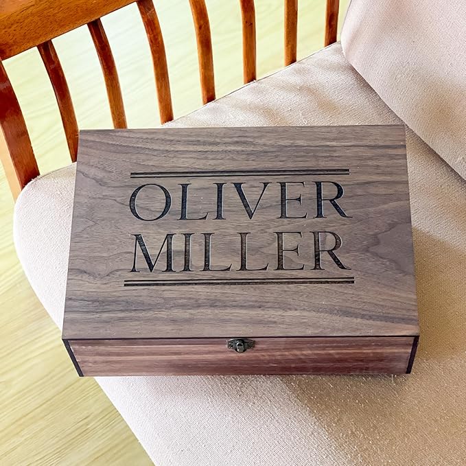 Personalized wooden name box for memories, keepsake Christmas gift, present for Him, Her, Boyfriend, Girlfriend, Baby Boy, Baby Girl, Brother, Sister, Guy, Groomsmen, Bride Friend for Birthday