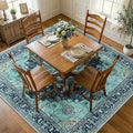 RELEANY Area Rugs Square 7ft Washable Non-Slip, Floral Vintage Distress Print by RELEANY