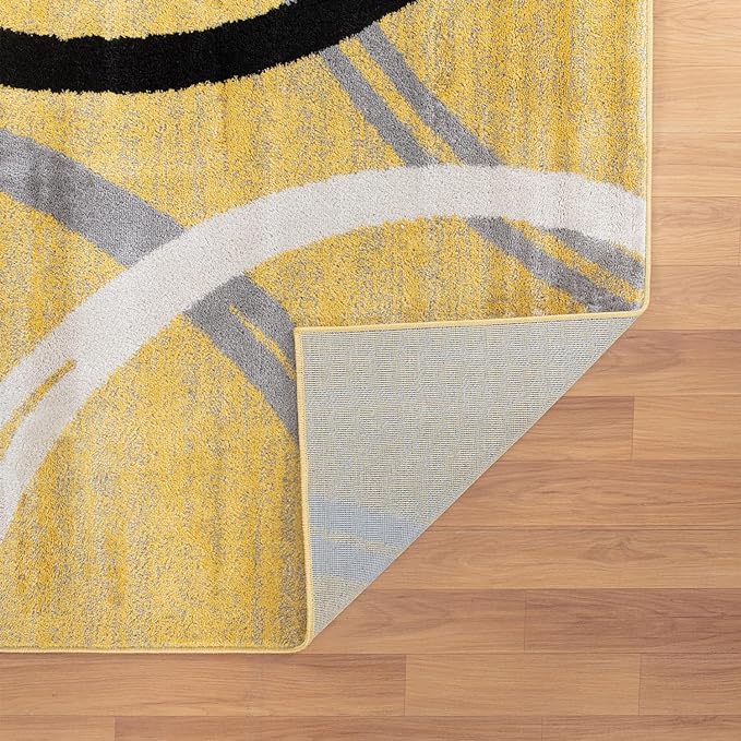 Rugshop Modern Wavy Circles Design Area Rug 9' x 12' Yellow