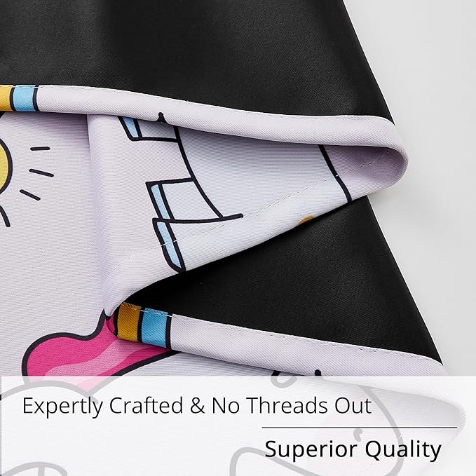 Unicorn Blackout Curtains for Girls' Bedroom - 2 Panels, Each W52×L84, 100% Blackout, Energy Efficient, Thermal Insulated, Noise Reducing, Pink Girls Curtains