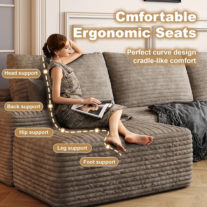 108" Sectional Couches for Living Room Cloud Couch Sofa - Image 5