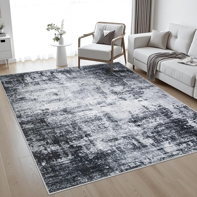 5x7 Area Rug Living Room Rug: Washable Modern Abstract Soft Thin Rug Indoor by FXRHLP