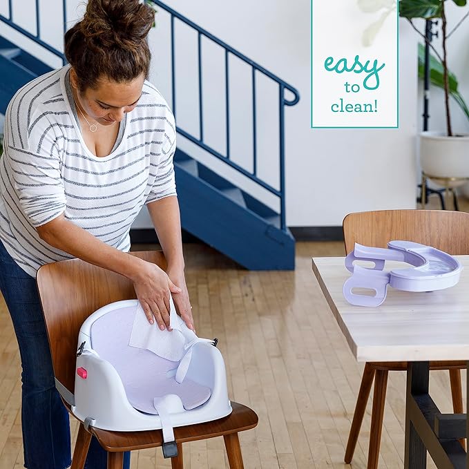 Infantino Music & Lights 3-in-1 Discovery Seat & Booster, Toddler Booster Seat for Dining Table or Kitchen Chair, Baby Activity Center & Snack Tray, Lavender