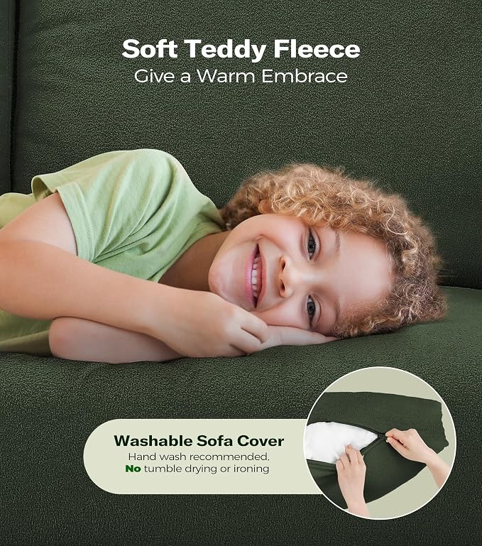 Welzona 83" Couches for Living Room, Teddy Sofa Couch, Comfy Sofas for Living - Image 4