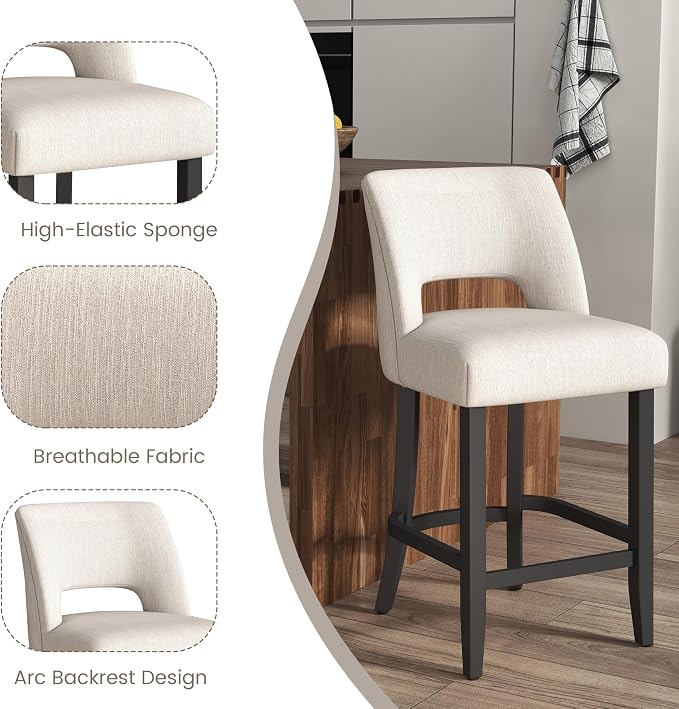 VKNOW Bar Stools Set of 2, Modern Counter Stools - Image 8