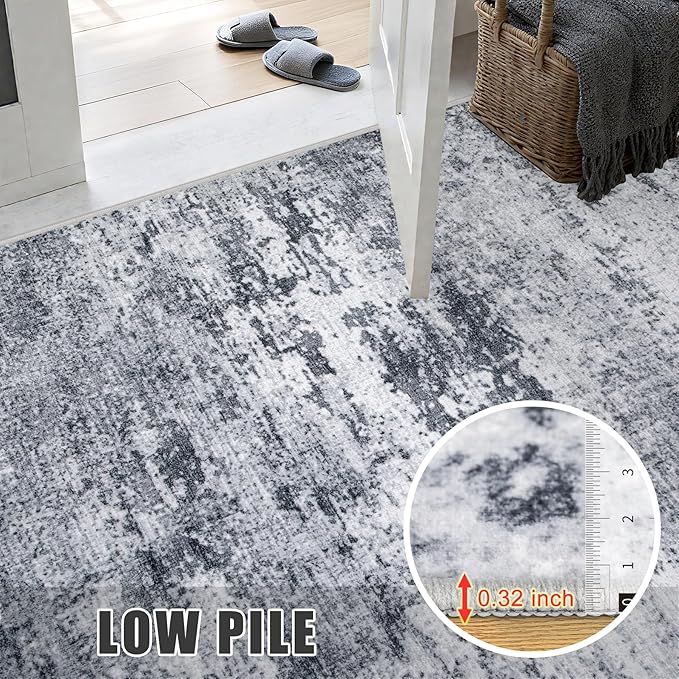 Washable Area Rug 3x10 Entryway Rug: Washable Modern Abstract Soft Thin Rug - Image 7