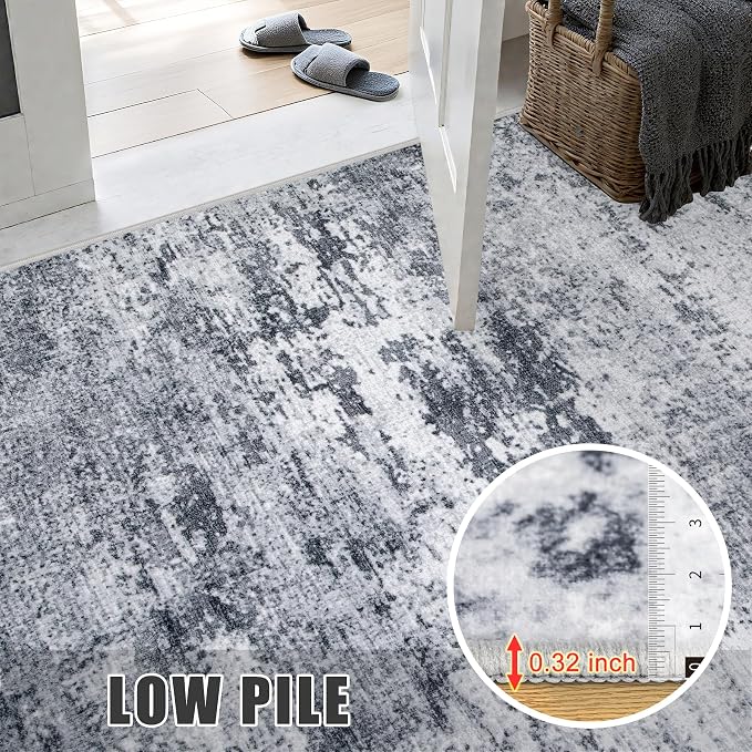 Round Area Rug for Living Room: 8 ft Washable Modern Abstract Soft Thin Rug - Image 7