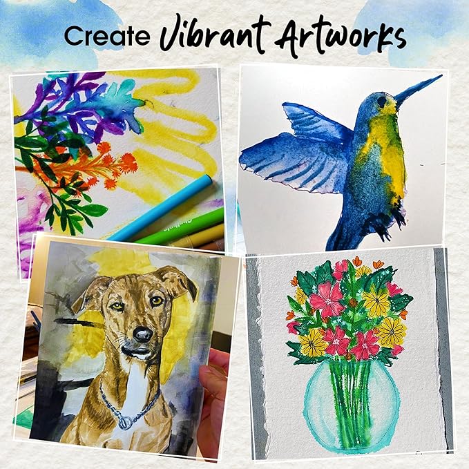 Chalkola Watercolor Brush Pens for Lettering, Coloring, Calligraphy - Set of 28 Watercolor Pens, 15 Painting Pad & 2 Water Color Markers - Drawing Art Supplies for Kids, Adults, Professional Artist