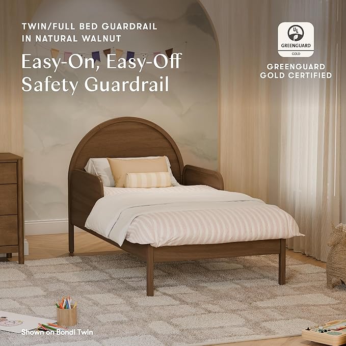 Babyletto Twin/Full Size Guardrail - GREENGUARD Gold Certified Bed Rail for Toddlers - Removable Wooden Baby Bedside Railing Guard for Child Safety & Sleep - Kids/Toddler Bed Rails/Side Guards, Walnut