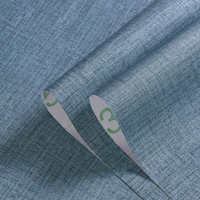 Blue Grasscloth Wallpaper Peel and Stick 472inch Textured Linen Contact Paper - Image 3