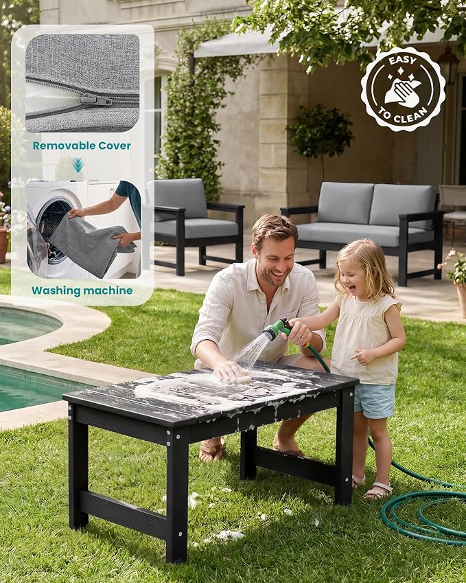 SERWALL 4 Pieces HDPE Outdoor Sofa Set - Image 6