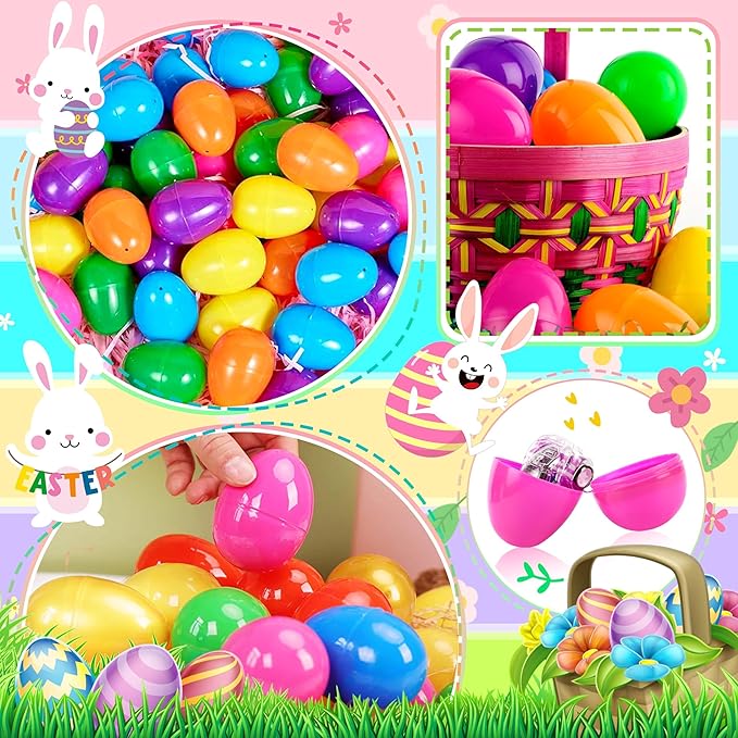 180Pcs Easter Eggs, 2.3" Fillable Bright Colors Plastic Easter Eggs Empty for Easter Hunt, Easter Basket Stuffers, Party Favor, Classroom Prize Supplies ﻿