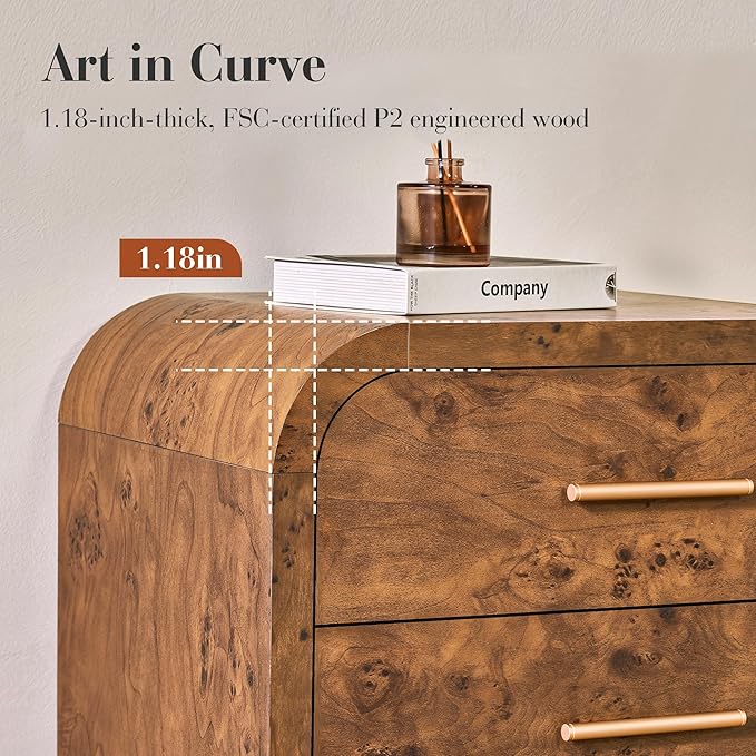 Curved 5-Drawer Dresser for Bedroom, 45.59" Tall Modern Chest of Drawers - Image 6