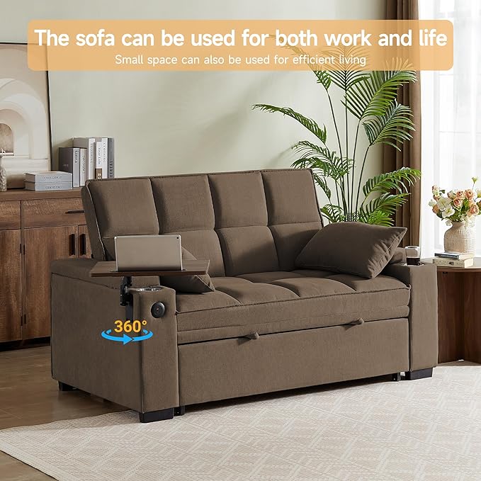Auvsoce 65'' Chaise Lounge Chair Indoor, 3-in-1 Convertible Sofa Bed - Image 5