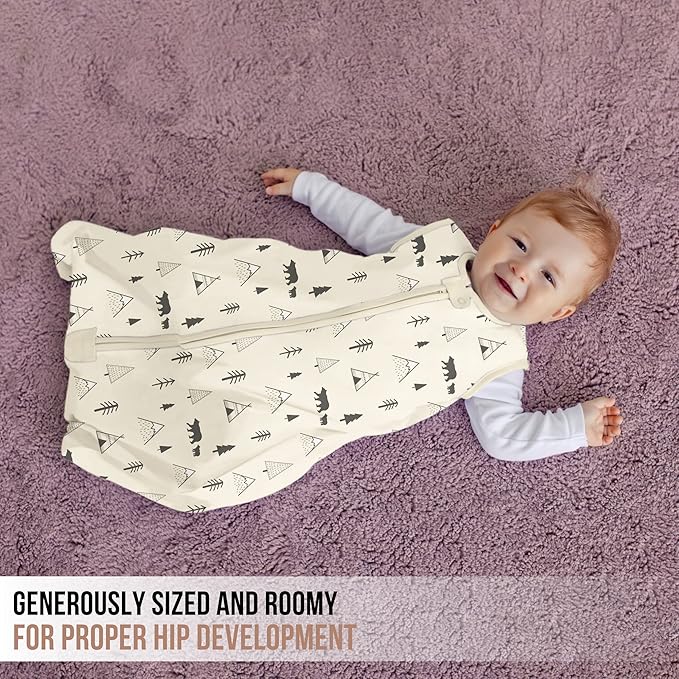 Mama Cheetah Baby Sleep Sack 0.5 TOG, Organic Cotton Baby Wearable Blanket with Two-Way Zipper, Swaddle Transition Baby Sleeping Bag for Newborn Infant Toddler Boy Girl, 0-6 Months