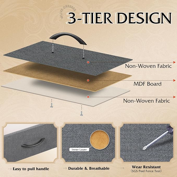 WLIVE 9-Drawer Dresser, Fabric Storage Tower - Image 6