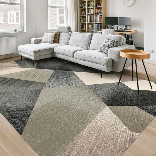 HOMFINE Washable Modern Area Rug - Geometry Style 4x6 Rugs for Living Room, Bedroom, Machine Washable Rug Soft Non Slip Non Shedding Area Rug - Green, 4'x6'